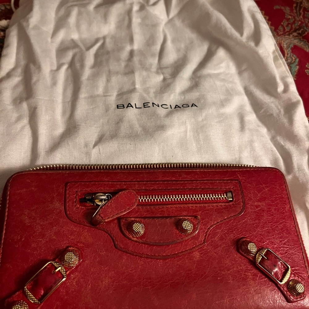 Red and gold Balenciaga wallet good condition